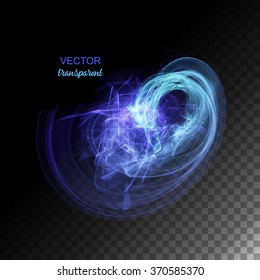 Magic abstract neon light transparent curved lines. Vector illustration