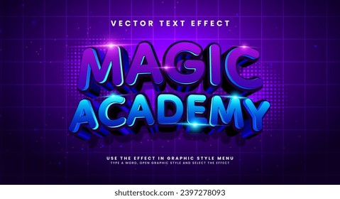 Magic academy editable text style effect. Vector text effect with a combination of purple and blue, for a modern technology theme.