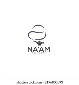 lámpara de aladin mágica con logotipo vectorial de humo