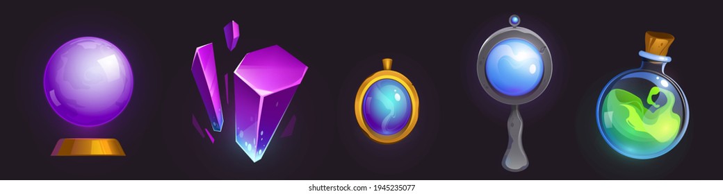 Magic Amulet, Crystal, Mirror, Sphere And Potion