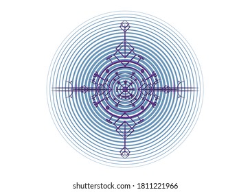 Magic ancient viking art deco, Vegvisir magic navigation compass ancient. The Vikings used many symbols in accordance to Norse mythology, widely used in Viking society. Logo swirl circle Wiccan icon 