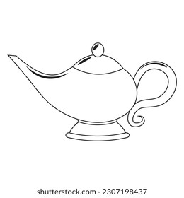 Magic antique lamp, silhouette. Vector 