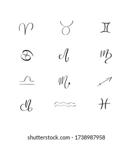 Magic Astrology Zodiac Signs Pictograms Brush Stock Vector (Royalty ...