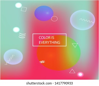 Magic backdrop from blurry patterns. Original splash and spreading spot. EPS. Vector illustration flyer. Pink gradient various elements that form multicolored blurred graphics.