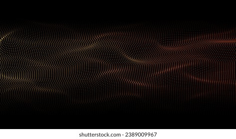 Magic background. 3d abstract sci-fi user interface concept with gradient dots and lines. Glowing background with flowing particles. Sparkling particles of wave.