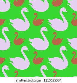 Magic background bird swan multicolor abstract seamless.