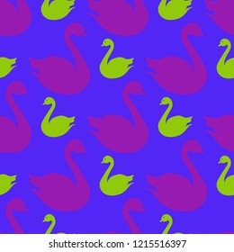 Magic background bird swan multicolor abstract seamless.
