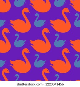 Magic background bird swan multicolor abstract seamless.