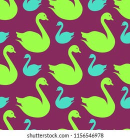 Magic background bird swan multicolored abstract seamless.