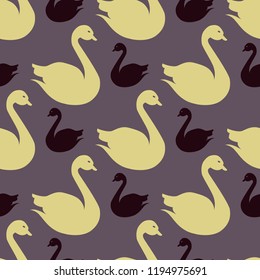 Magic background bird swan multicolored abstract seamless.