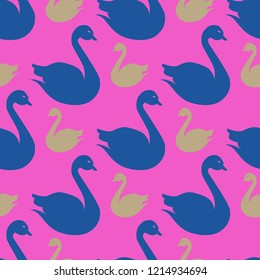 Magic background bird swan multicolored abstract seamless.