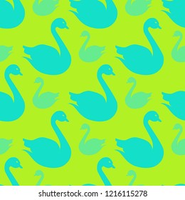 Magic background bird swan multicolored abstract seamless.