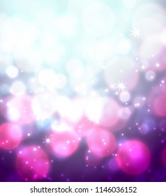 Magic background with bokeh and stars. Vector
