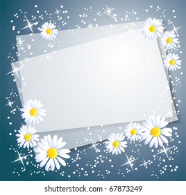 Magic background with camomiles;  and a place for text or photo.