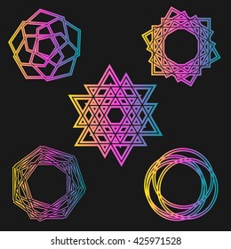 magic background celtic knot shape signs - vector, mysterious neon set signs