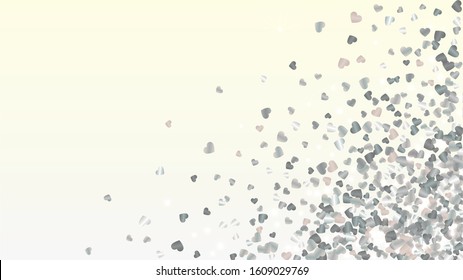 Magic Background with Confetti of Glitter Hearts Particles. Sparkle Lights Texture. St. Valentine Day. Holiday pattern. Light Spots. Star Dust. love Background. Design for Print.