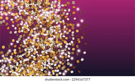 Magic Background with Confetti of Glitter Particles. Sparkle Lights Texture. Christmas pattern. Light Spots. Star Dust. Explosion of Confetti. Design for Magazine.