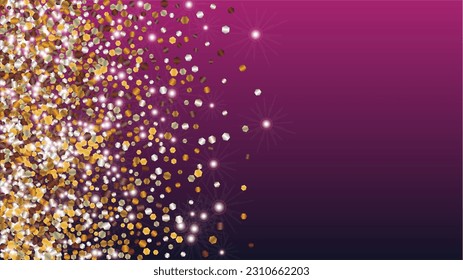 Fondo mágico con confetti de partículas brillantes. Sparkle Luces Textura. Patrón de cumpleaños. Puntos de luz. Star Dust. Explosión de Confetti. Diseño para publicidad.