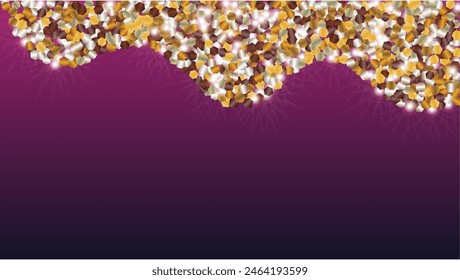 Magic Background with Confetti of Glitter Particles. Sparkle Lights Texture. Anniversary pattern. Light Spots. Star Dust. Explosion of Confetti. Design for Flyer.