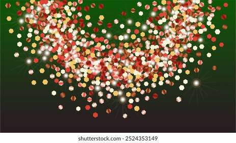 Magic Background with Confetti of Glitter Particles. Sparkle Lights Texture. Christmas pattern. Light Spots. Star Dust. Explosion of Confetti. Design for Flyer.