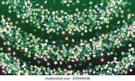 Magic Background with Confetti of Glitter Star Particles. Sparkle Lights Texture. Anniversary pattern. Light Spots. Star Dust. Christmass Design. Explosion of Confetti. Design for Banner.