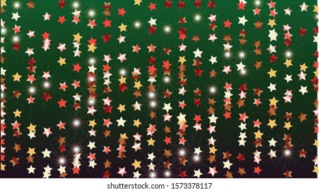 Magic Background with Confetti of Glitter Star Particles. Sparkle Lights Texture. Birthday pattern. Light Spots. Star Dust. Christmass Design. Explosion of Confetti. Design for Banner.