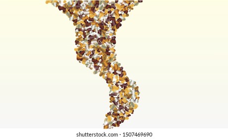 Magic Background with Confetti of Hearts Glitter Particles. St. Valentine Day. Celebration pattern. Light Spots. Explosion of Confetti. Glitter Vector Illustration. Design for Card.