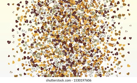 Magic Background with Confetti of Hearts Glitter Particles. St. Valentine Day. Christmas pattern. Light Spots. Explosion of Confetti. Glitter Vector Illustration. Design for Web.