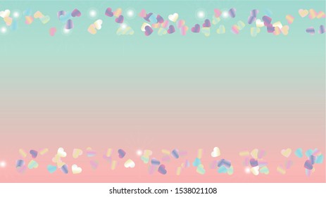 Magic Background with Confetti of Hearts Glitter Particles. St. Valentine Day. Celebration pattern. Light Spots. Explosion of Confetti. Glitter Vector Illustration. Design for Advertisement.