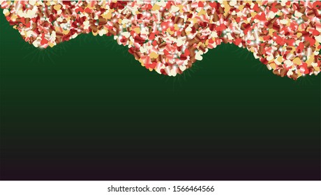 Magic Background with Confetti of Hearts Glitter Particles. St. Valentine Day. Party pattern. Light Spots. Explosion of Confetti. Glitter Vector Illustration. Design for Banner.