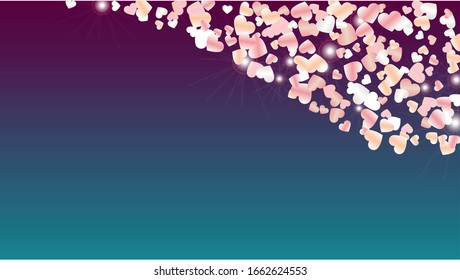 Magic Background with Confetti of Hearts Glitter Particles. St. Valentine Day. Christmas pattern. Light Spots. Explosion of Confetti. Glitter Vector Illustration. Design for Card.