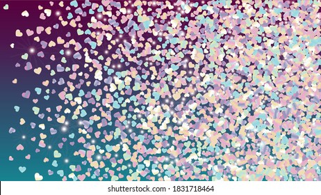 Magic Background with Confetti of Hearts Glitter Particles. St. Valentine Day. Christmas pattern. Light Spots. Explosion of Confetti. Glitter Vector Illustration. Design for Sale.