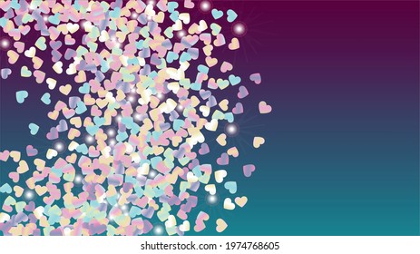 Magic Background with Confetti of Hearts Glitter Particles. St. Valentine Day. Party pattern. Light Spots. Explosion of Confetti. Glitter Vector Illustration. Design for Sale.