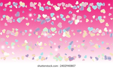 Magic Background with Confetti of Hearts Glitter Particles. St. Valentine Day. New Year pattern. Light Spots. Explosion of Confetti. Glitter Vector Illustration. Design for Advertisement.