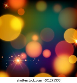 Magic background design. Vector magic lights background. Sparkle bokeh glitter illustration.