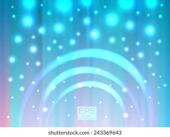 Magic background, holiday concept. Merry Christmas and Happy New Year. Vacation travel, aurora borealis. Vector executive illustration