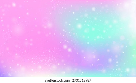 Fondo mágico. Gradiente De Kawaii Rosa Y Hermoso Holograma De Hadas. Patrón de arco iris púrpura. Diseño De La Muchacha De La Acuarela En Un Telón De Fondo Ligero De La Sirena. Fondo mágico azul.