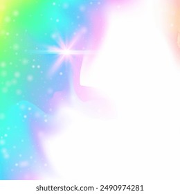 Magic Background. Pink Kawaii Hologram. Fairy Invitation. Fairytale Colorful Invite. Purple Girlish Gradient. Lilac Magical Pattern. Unicorn Backdrop. Dream Magic Background.