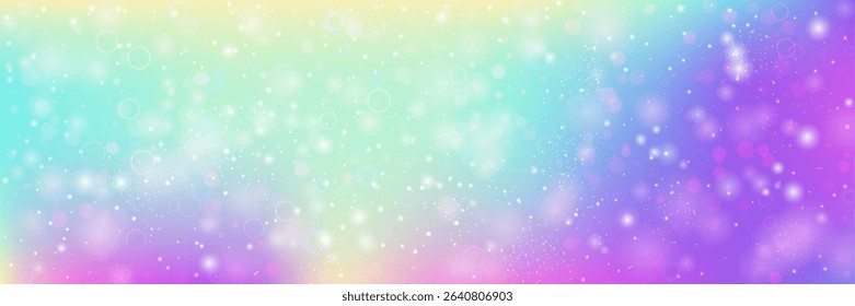 Magic Background. Pink Princess Hologram And Beautiful Unicorn Pattern. Purple Rainbow Gradient. Glitter And Sparkle In A Cute Fantasy Universe Space. Blue Magic Background.