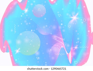 Magic background with princess rainbow gradient. Kawaii unicorn hologram. Holographic cosmos. Fantasy universe banner in cute colors. Magic background with sparkles and stars for girl party.