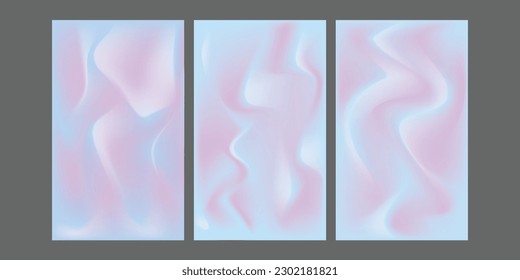Magic background with princess rainbow gradient. Kawaii unicorn hologram. Holographic fairy set. Trendy fantasy cover. Magic background with sparkles and stars for cute girl party invitation.