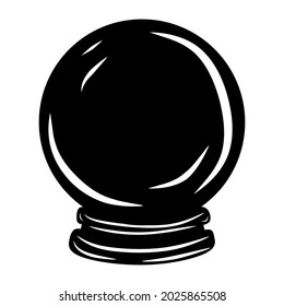 Magic ball of black, cartoon isolated on white background, vector illustration for design and decor, Halloween, sticker, template