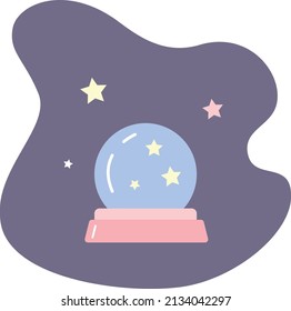 Magic ball cartoon vector illustration. Fortune telling object. Vintage boho style symbol isolated. Fortune teller symbol