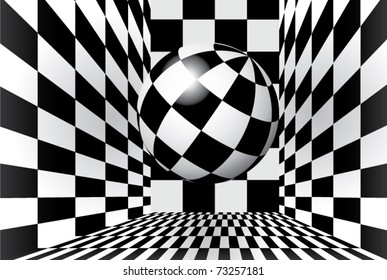 Magic Ball In Checkered Room