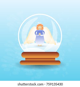 Magic Ball con el Ángel de Navidad dentro de la iluminación de vectores planos