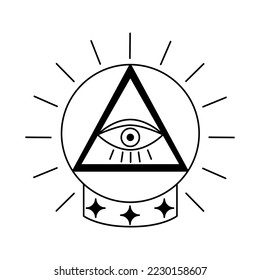 Magic ball with eye tattoo in y2k, 1990s, 2000s style. Emo goth element design. Old school tattoo. Vector illustration