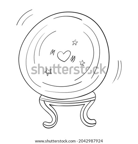 Magic Ball Fortune Teller Hand Drawn Oracle Cartoon Coloring Vector Illustration