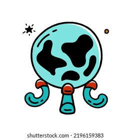 Diseño vectorial de estilo Doodle de Magic Ball Halloween Ilustración aislada en blanco 