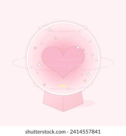 magic ball with heart, vector illustration