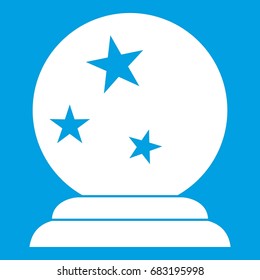 Magic ball icon white isolated on blue background vector illustration